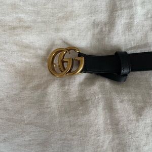 Gucci Leather Belt with Gold Buckle